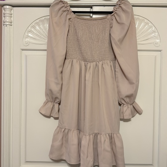 SHEIN Off Shoulder Puff Sleeve Mini Dress Pink Size L - Picture 3 of 3